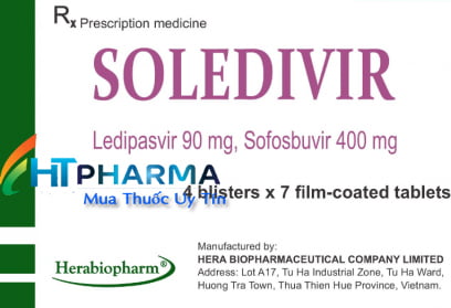 thuốc soledivir hoạt chất Ledipasvir 90mg Sofosbuvir 400mg điều trị viêm gan C